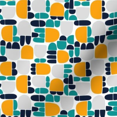 Playful modern abstract composition of soft geometric shapes in a fresh  palette - Small
