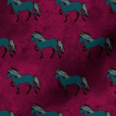 Toelter - icelandic horse - batik  burgundy - petrol