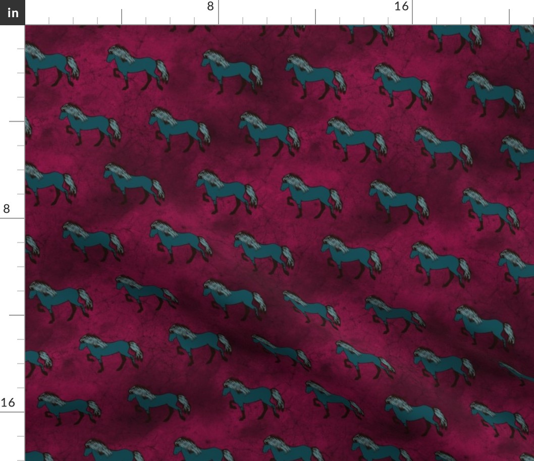 Toelter - icelandic horse - batik  burgundy - petrol