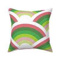 rainbow scallops in kelly green, lime and watermelon | large