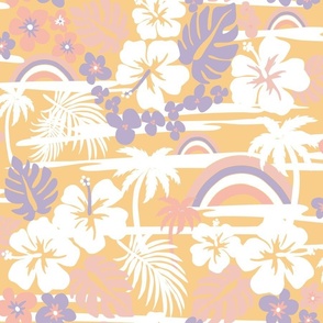 Hawaii Tropical Vacation / Large / Amber,  Baby Pink, Lilac, White 