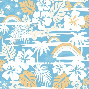 Hawaii Tropical Vacation / Large / Sky Blue, Amber, Pure White 