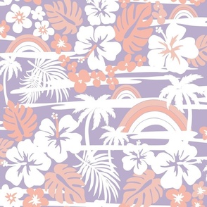 Hawaii Tropical Vacation / Large / Lilac, Baby Pink, Pure White 