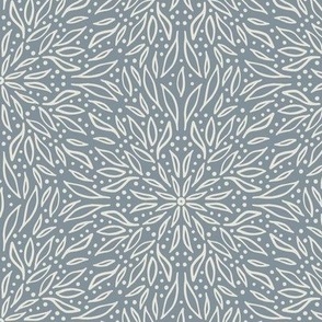 Botanical Mandala | Small Scale | Grey Blue, Smoke White | multidirectional Art Nouveau