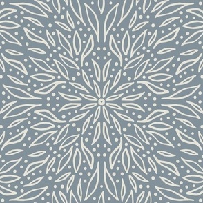 Botanical Mandala | Medium Scale | Grey Blue, Smoke White | multidirectional Art Nouveau