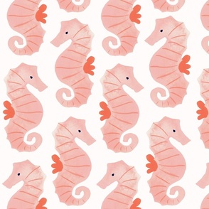 Coral Seahorses on Cream | Large | At the Beach Collection