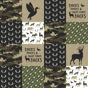 (4" scale) Ducks, Trucks, and Eight Point bucks V1- patchwork - woodland wholecloth - camo C2 duck & buck C24