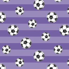 Soccer Balls On Purple Stripe Field Small