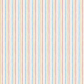 XS Summer Beach Stripes Hand-painted Watercolor with Coral, Blue, Sandy Yellow, Coral Pink