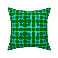 Green  and blue squares and circles geometric abstract 