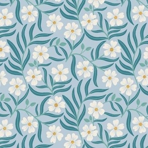 Spring Flowers small scale pale blue