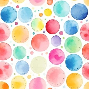 Rainbow Watercolor Polka Dots - medium 