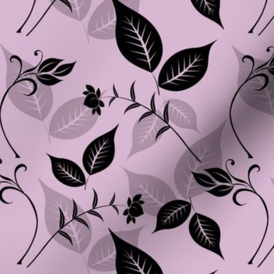 Pink and Black Floral Leaves