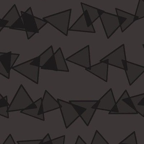 Modern Geometric Hand Drawn Scattered Triangles: Messy Rows of Overlapping Triangles in Lead-Gray Monchromatic Tones