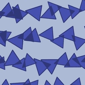 Triangle Tangle: Messy Rows of Overlapping Triangles in Azure-Blue Monchromatic Tones