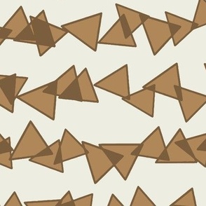 Triangle Tangle: Messy Rows of Overlapping Triangles in Hazelnut Gold Monchromatic Tones