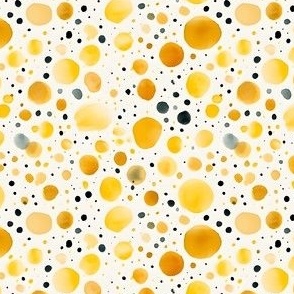 Yellow & Black Watercolor Polka Dots - small