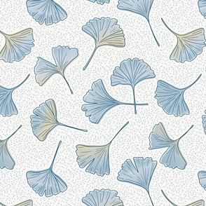 (L) Delicate ginkgo leaves- white