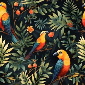 Tropical Birds in Trees - medium