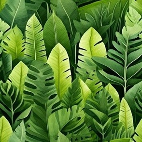 Green Jungle Leaves - medium 