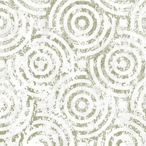 Overlapping Textured Bull's Eye Pattern - Sage Green and White