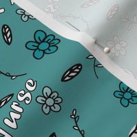 or nurse with simple flowers on teal large