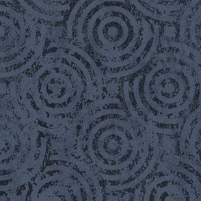 Overlapping Textured Bull's Eye Pattern - Dark Blue