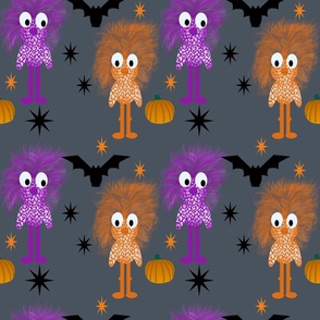 Halloween Purple and  Orange Creatures Spooky