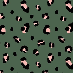 Leopard Spots on Forest Green | Large Scale