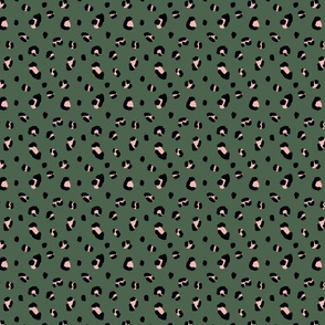 Leopard Spots on Forest Green | Small Scale