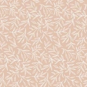 White Leaves On Tan Neutral Small Scale