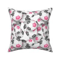 cute gray and pink soccer balls pattern