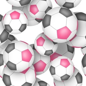 cute gray and pink soccer balls pattern