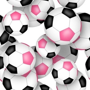  cute black and pink soccer balls pattern