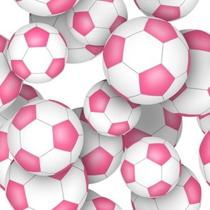 cute pink white soccer balls pattern