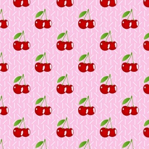 Cherries on Light Pink With Sprinkles - Coordinate for Sweet Treats Collection