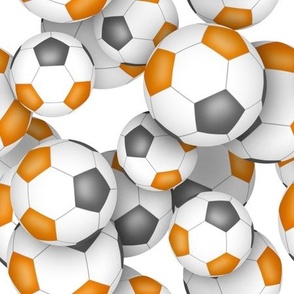 orange gray school or sports club colors soccer balls pattern