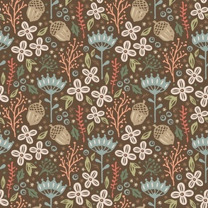 Enchanting Forest Biome. Nature-Inspired Design for Textiles and Wallpaper in vintage style. Small version.