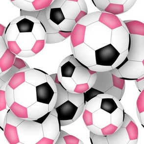 pink black soccer balls pattern