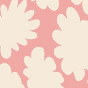 Groovy Floral - Cream  Flowers on Pink Coordinate