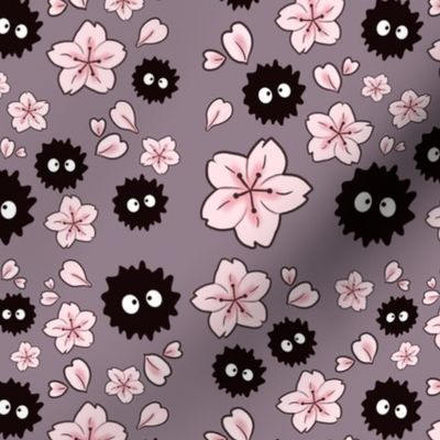 Magenta Soot Sprites with Cherry Blossoms 