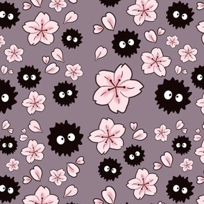 Magenta Soot Sprites with Cherry Blossoms 