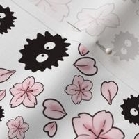 White Soot Sprites with Cherry Blossoms 