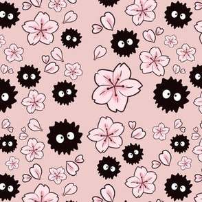 Pink Soot Sprites with Cherry Blossoms 
