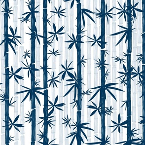 Bamboo Stems Abstract Zen Bamboo Forest in Navy on White