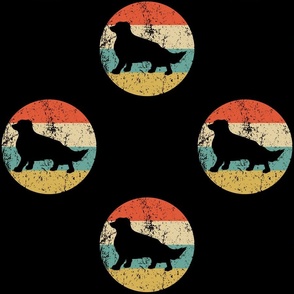 Retro Border Collie Dog Breed Icon Repeating Pattern Black