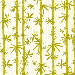 Bamboo Stems Abstract Zen Bamboo Forest in Mustard Yellow on White