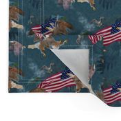 5x4-Inch Repeat of Mighty Bald Eagles with Stars and Stripes American Flag