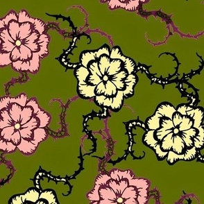 rose repetition (green background)