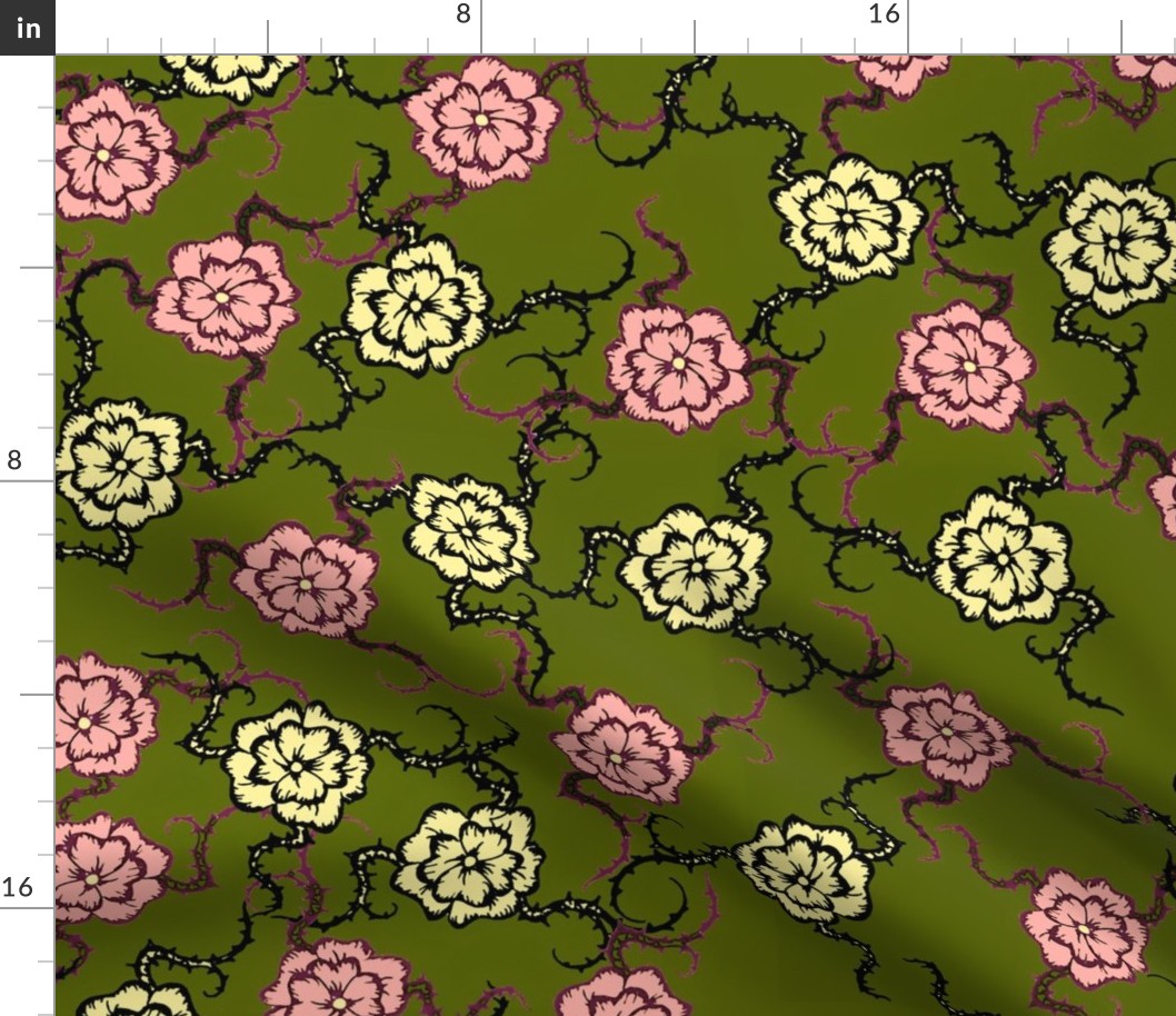 rose repetition (green background)